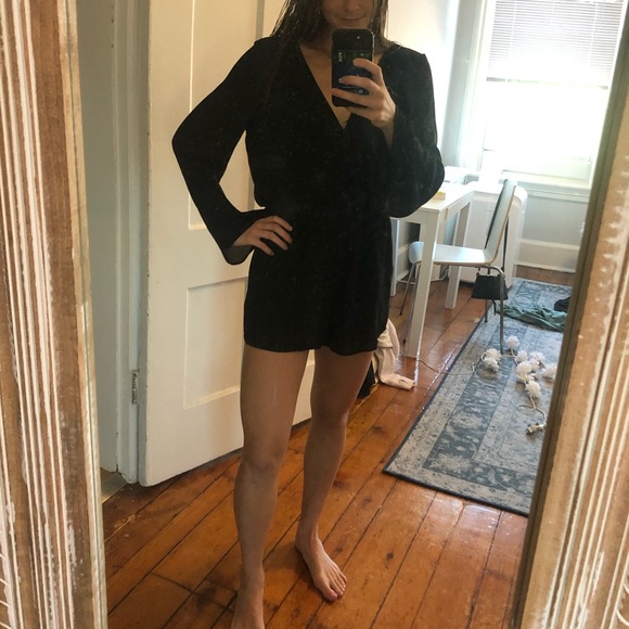 Flowy Black Lace Romper - Picture 1 of 3